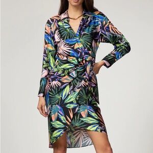 MILLY Gorgeous Tropical Floral Midi Hi-Lo Dress